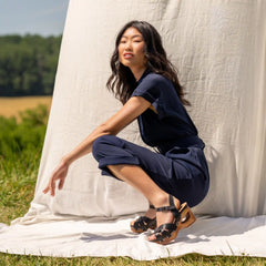 Alanna Black Calf Wood